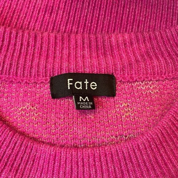 FATE PINK LEOPARD PUFF SLEEVE SWEATER | size M - Picture 8 of 10